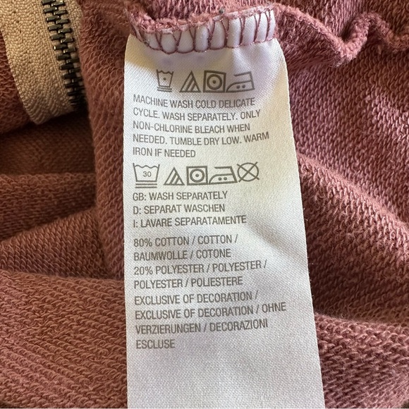 Peace Love World size Small Mauve Pink Zip Up Hoodie Jacket Thumbholes Active - Picture 6 of 6